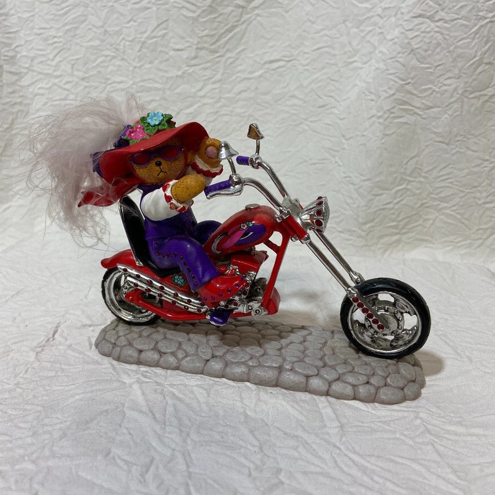 Red Hot Mamas Riding With Hattitude Hamilton Motorcycle Bear Red Hat 2006 #4811